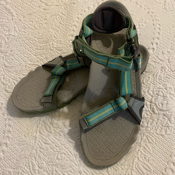 Teva Shoes - Teva Aqua Green and Yellow Striped Waterproof Sandals